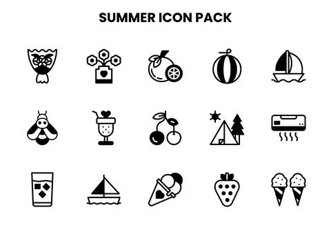 Summer DuoTone Vector Icons Pack Stock Illustration
