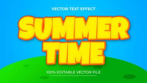 Summer Editable Text Effect 3D Emboss Cartoon Style Stock Illustration