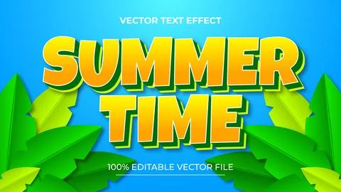 Summer Editable Text Effect 3D Emboss Cartoon Style Stock Illustration
