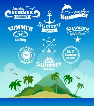 Summer element label Stock Illustration