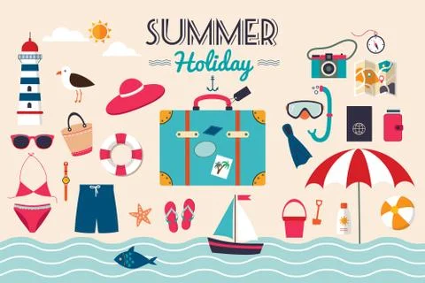 Summer elements collection Stock Illustration