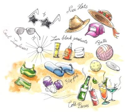 Summer elements illustration Stock Illustration