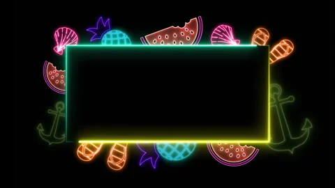 SUMMER ELEMENTS NEON FRAME Video stock 262459835