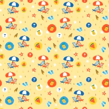 Summer elements seamless pattern Stock Illustration