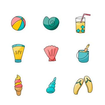 Summer elements set icon shell SPF warm イラスト素材