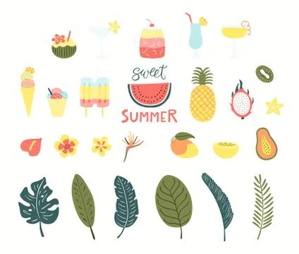 Summer elements set Stock Illustration