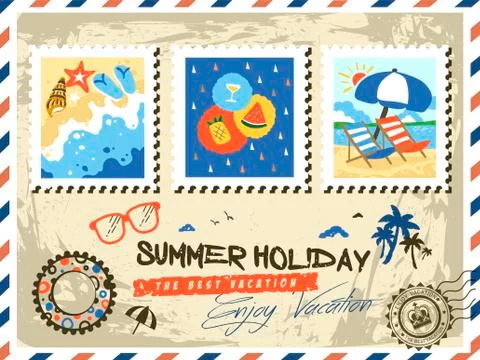 Summer elements stamp イラスト素材