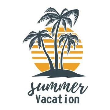 Summer emblem with palms. Design element for logo,  label, sign, t shirt. Stock Illustration