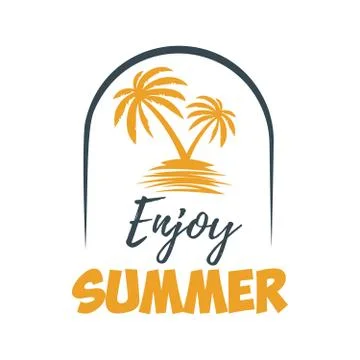 Summer emblem with palms. Design element for logo, label, sign, poster, t shirt. Stock Illustration