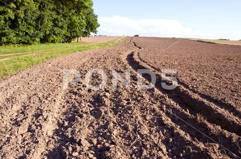 Summer end tillage in the farm Stock Photos