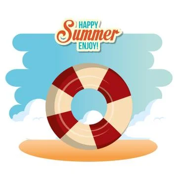 Summer enjoy with float Stock Illustration