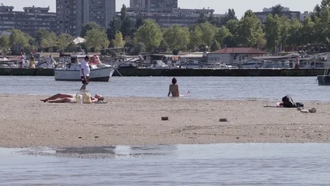 Summer entertainment on the beach Stock Footage 78139570