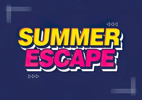 Summer escape bold text on dark background Stock Illustration
