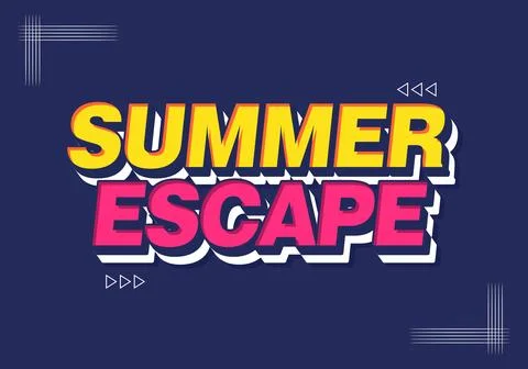 Summer escape retro text design on blue background Stock Illustration