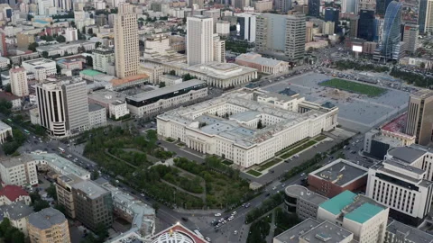 Summer Evening Aerial View of Central Ulaanbaatar City Stock Footage 325767211