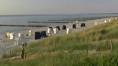 Summer Evening at Ahrenshoop Beach - Baltic Sea, Northern Germany 스톡 동영상 33845092