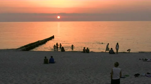 Summer Evening at Ahrenshoop Beach - Baltic Sea, Northern Germany Stockbeeldmateriaal 33845102