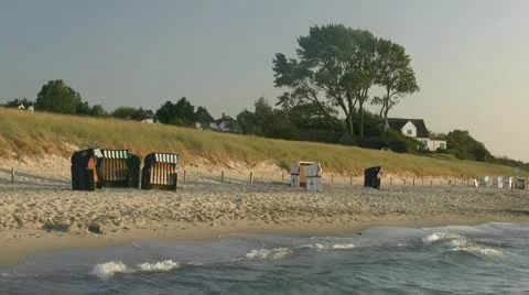 Summer Evening on the Beach in Ahrenshoop - Baltic Sea, Northern Germany Stock Footage 12531401