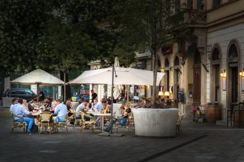 Summer evening cafe. Stock Photos