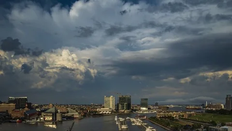 Summer evening clouds over the Inner Harbor Timelapse 01 Stock Footage 84002223