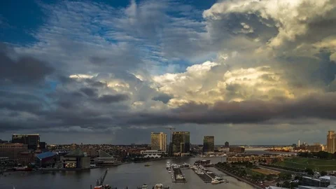 Summer evening clouds over the Inner Harbor Timelapse 02 Stock Footage 84003200