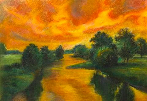 Summer evening Illustrazione stock