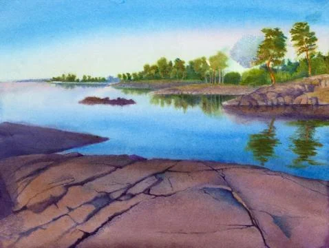 Summer evening on the islands Stock Illustration