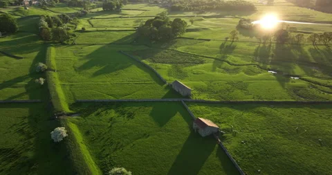 Summer evening in a lush valley Stock Footage 249028923
