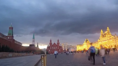 Summer Evening in Moscow Kremlin And Red Square Timelapse 스톡 동영상 78020249