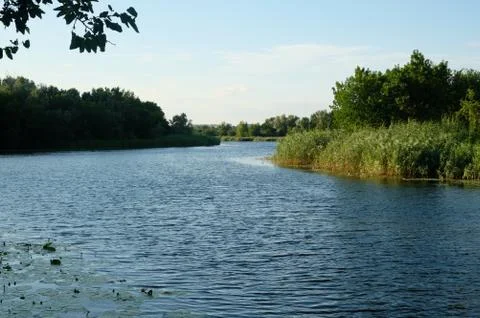 Summer evening on the river Stock Photos
