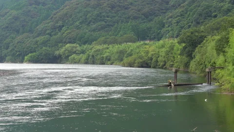 Summer evening scenery of the Shimanto River in Kochi Prefecture Stock Footage 158714902