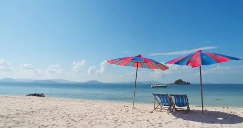 Summer exotic sandy beach and blue sea Stock Footage 148628005