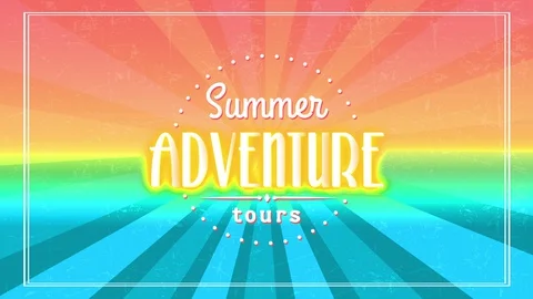 Summer exploration excursion agency with retro offset inside dotted circle with Video stock 129540293