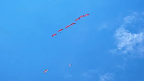 Summer extreme during paragliding floating. Video stock 248069477