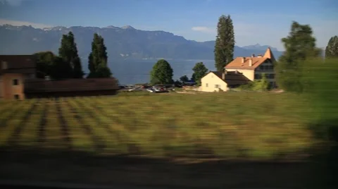 Summer Farm view from Moving train 스톡 동영상 51665685