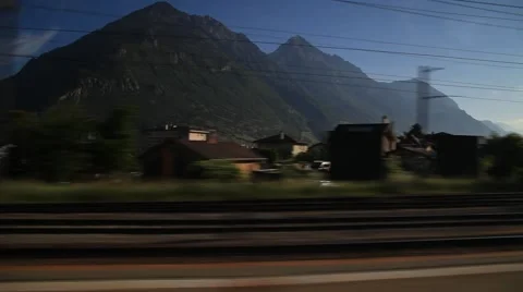 Summer Farm view from Moving train Stock Footage 51666074