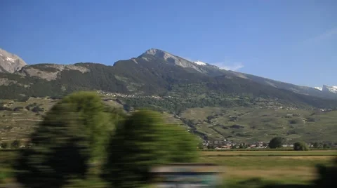 Summer Farm view from Moving train Stock Footage 51667555