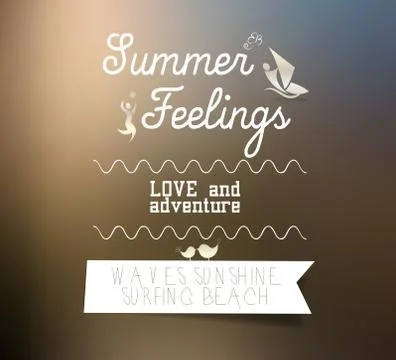 Summer feelings typography - blurred background Stock Illustration
