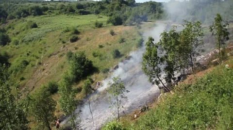 Summer fire in the countryside Stock-Footage 47994432