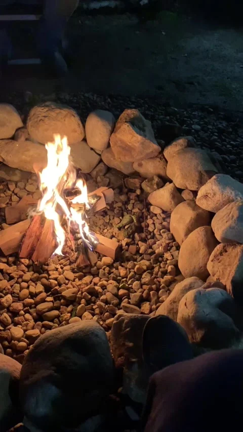 Summer, a fire in the garden, a hearth Stock Footage 273825726
