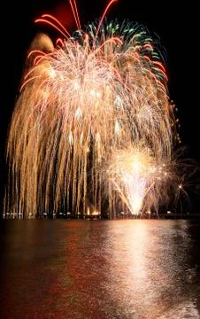 Summer fireworks on beach Stock Photos