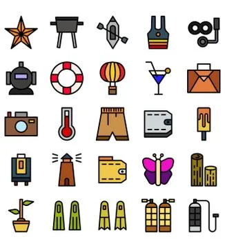 Summer flat color vector logo icon or illustration. Editable stroke and color Stock Illustration