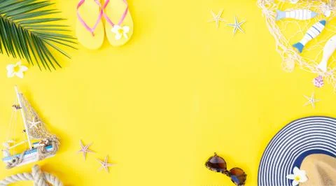 Summer flat lay scenery Stock Photos