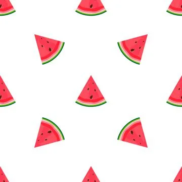 Summer Flat Seamless pattern Background with watermelon. Vector Illustration Stock Illustration