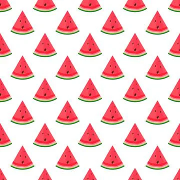 Summer Flat Seamless pattern Background with watermelon. Vector Illustration Stock Illustration