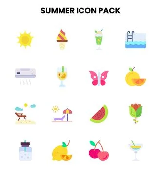 Summer Flat Set Icons Pack イラスト素材