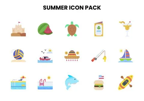 Summer Flat UI Icons Pack Illustrazione stock