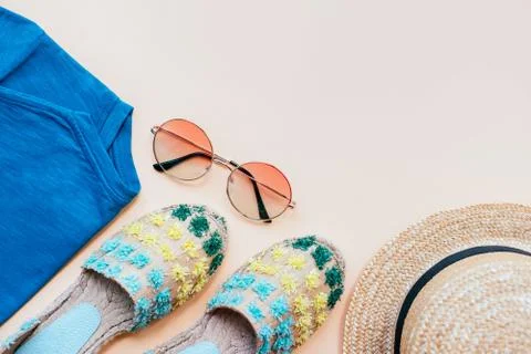 Summer flatay with espadrilles Stock Photos