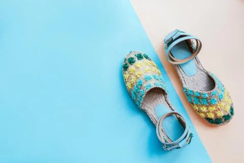 Summer flatay with espadrilles Stock Photos