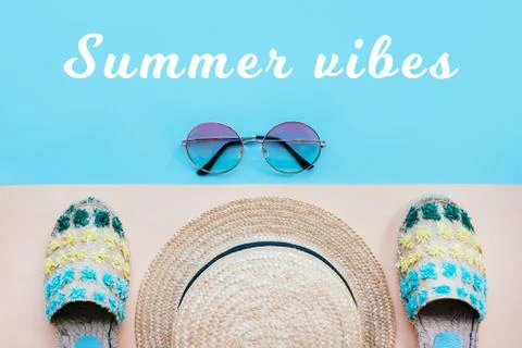 Summer flatay with espadrilles Stock Photos